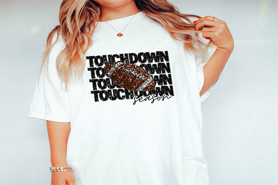 Faux Sequins Touchdown Season Graphic Tee