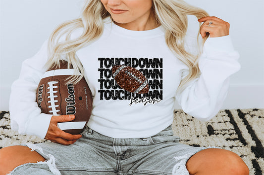 Faux Sequins Touchdown Season Gildan Sweatshirt